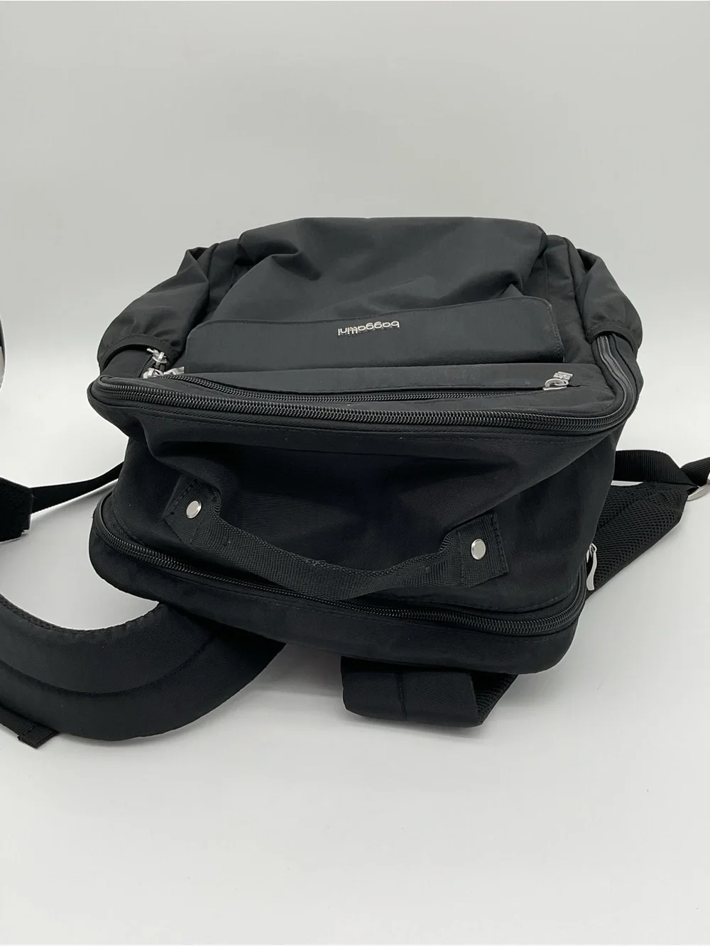 Baggallini Black Nylon Everyday Laptop Backpack with Front Pocket